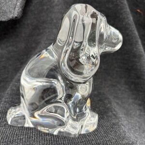 Orrefors Sweden‎ Crystal Puppy Dog Hound Spaniel Signed Paperweight Figurine